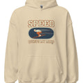 SPEED QUIETS MY MIND | Cozy Skiing Hoodie - accurate print preview