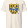 Curling weekend sport slogan design for dedicated players and fans, clean typographic print for tees and gifts - accurate print preview