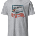 OUT OF OFFICE OUT OF PATIENCE | Funny T-Shirt for Office Escapees - accurate print preview