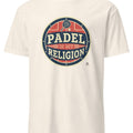 PADEL IS MY RELIGION | Funny Padel T-shirt for Fans - accurate print preview