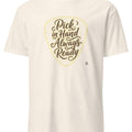 PICK IN HAND ALWAYS READY | Funny Guitar Player T-Shirt - accurate print preview