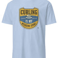 Curling weekend sport slogan design for dedicated players and fans, clean typographic print for tees and gifts - accurate print preview