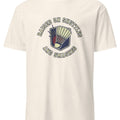 RAISED ON SHUTTLES AND SMASHES | Funny Badminton T-Shirt - accurate print preview
