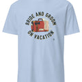 BRIDE AND GROOM ON VACATION | Fun Honeymoon T-Shirt - accurate print preview