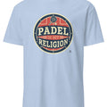 PADEL IS MY RELIGION | Funny Padel T-shirt for Fans - accurate print preview
