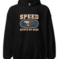 SPEED QUIETS MY MIND | Cozy Skiing Hoodie - accurate print preview
