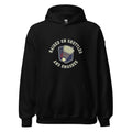 RAISED ON SHUTTLES AND SMASHES | Funny Badminton Hoodie - accurate print preview