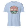 SHE RIDES SHE MOMS | Fun Biker Mom T-shirt - flat