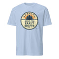 BUILT FOR EARLY SHIFTS | Fun Blue Collar T-Shirt - flat
