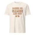 RAISED ON GAMES AND GRIT | Fun Gamer T-Shirt - flat