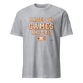RAISED ON GAMES AND GRIT | Fun Gamer T-Shirt - flat