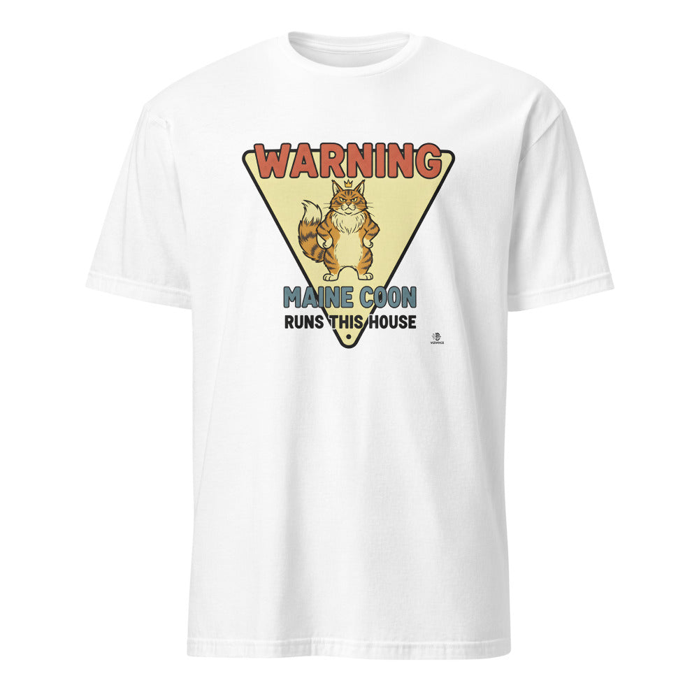 WARNING MAINE COON RUNS THIS HOUSE | Funny Cat Lover T-Shirt