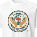 HEALING HANDS SEE THE WORLD | Inspiring Travel Nurse T-Shirt - primary