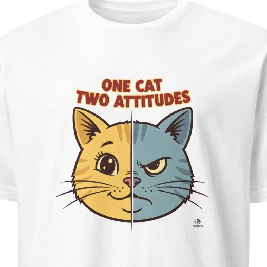 ONE CAT TWO ATTITUDES | Fun Cat Humor T-Shirt
