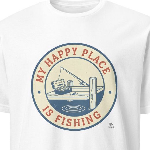 MY HAPPY PLACE IS FISHING | Humorous Fishing Grandpa T-Shirt