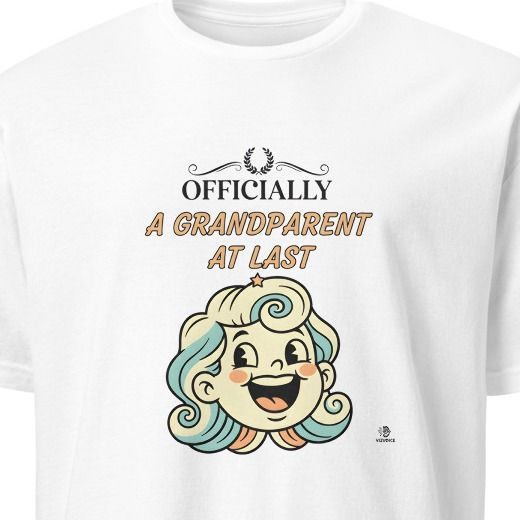 OFFICIALLY A GRANDPARENT AT LAST | Fun T-Shirt for New Grandparents