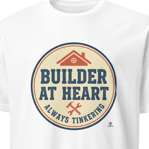 BUILDER AT HEART ALWAYS TINKERING | Funny DIY Home Projects T-Shirt