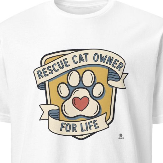 RESCUE CAT OWNER FOR LIFE | Humorous Cat Lover T-Shirt