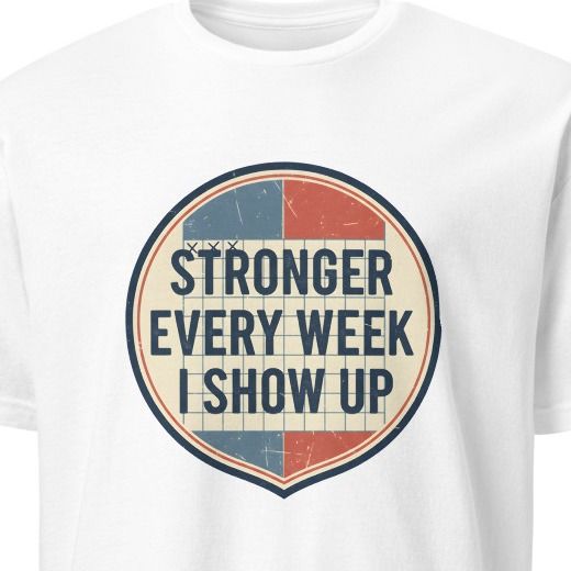 STRONGER EVERY WEEK I SHOW UP | Motivational Gym T-Shirt