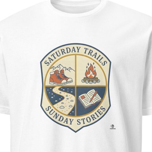 SATURDAY TRAILS SUNDAY STORIES | Humorous Camping T-Shirt