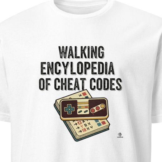 WALKING ENCYCLOPEDIA OF CHEAT CODES | Humorous Retro Gamer T-Shirt