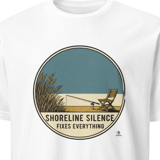 SHORELINE SILENCE FIXES EVERYTHING | Humorous Fishing T-Shirt