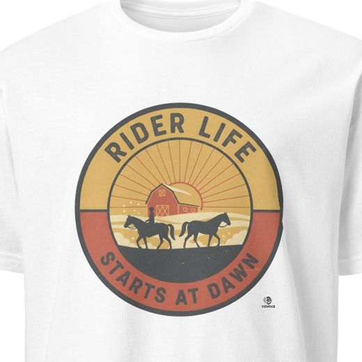 RIDER LIFE STARTS AT DAWN | Equestrian T-shirt for Horse Lovers